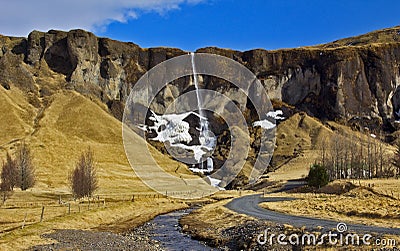 Waterfall, Foss, Sida, Iceland Stock Photo