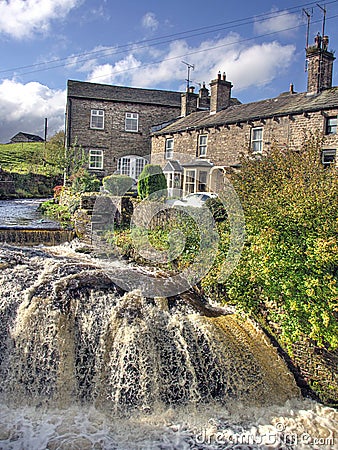 Waterfall on Gayle Beck in Hawes Stock Photo