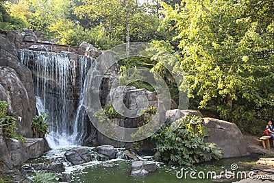 Waterfall in Golden Gate Park, San Francisco Stock Photo