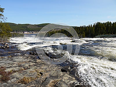 Wide river with rapids Stock Photo
