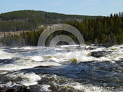 Fast flowing river with rapids Stock Photo