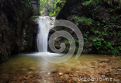 Waterfall in green valley - Janosikove diery, Small Fatras, Slovakia Stock Photo