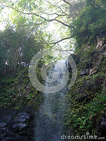 Waterfall in Hooleipalaoa Gulch Stock Photo