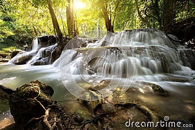 Waterfall Huay Mae Kamin Thailand Stock Photo