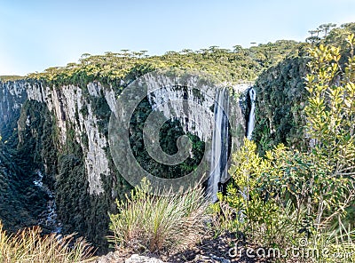 Waterfall of Itaimbezinho Canyon at Aparados da Serra National Park - Cambara do Sul, Rio Grande do Sul, Brazil Stock Photo