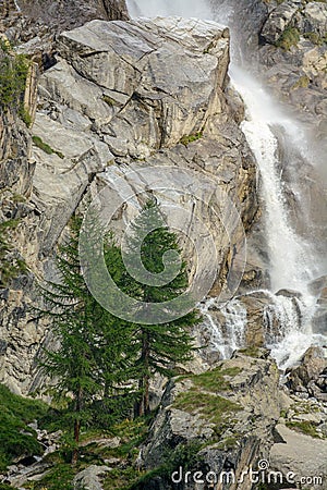Waterfall in the Italian Alps Stock Photo