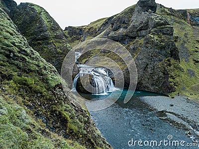 Waterfall at Kirkjubaejarklaustur, Suourland or South Iceland, Iceland, Europe Stock Photo