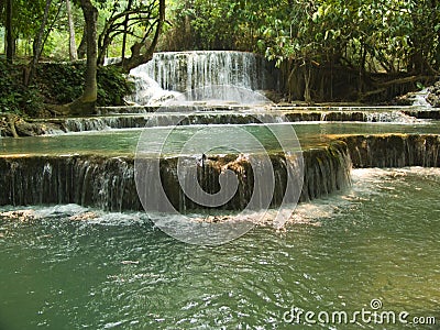 Waterfall Kuang Si Stock Photo