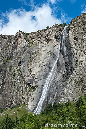 Waterfall La Pisse near Mizoen (France) Stock Photo