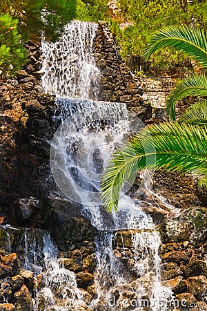 Waterfall in Loutraki, Greece Stock Photo