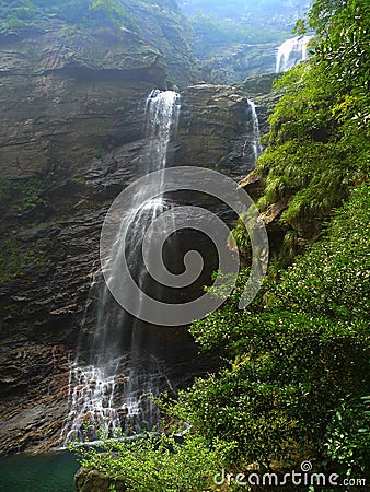 Waterfall in lushan mountains Stock Photo