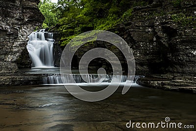 Waterfall - Manorkill Falls - Catskill Mountains, New York Stock Photo