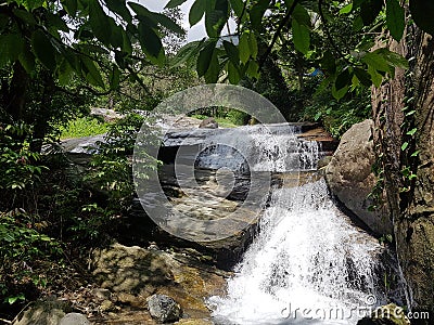 Waterfall and the milky white water Stock Photo