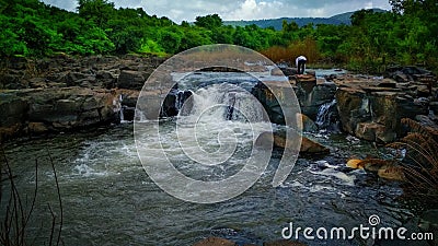 Waterfall in the monsoon Stock Photo