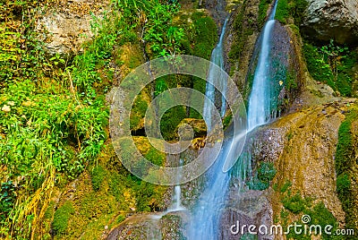 waterfall on the mountain river Stock Photo