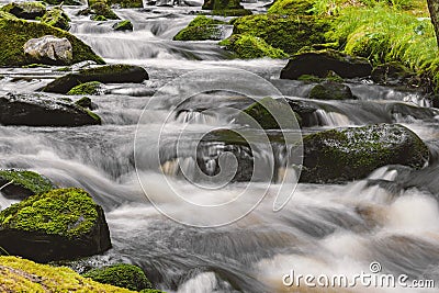 Waterfall on mountain stream in the National park Sumava-Czech Republic Stock Photo