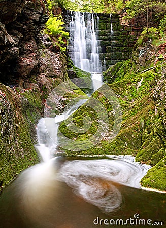 Waterfall In national park Krkonose Stock Photo