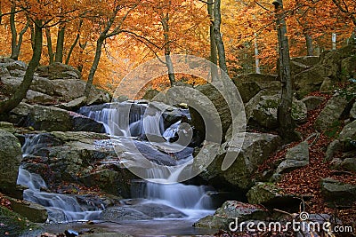 Waterfall in the natural park of Montseny (Barcelona-Spain) Stock Photo