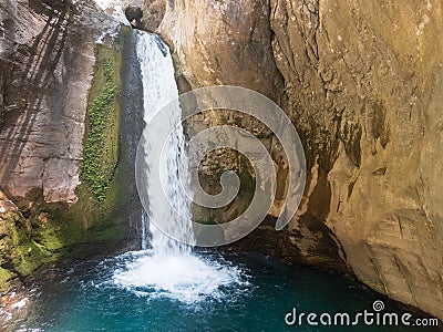 Waterfall and natural pool at Sapadere Canyon, Alanya, Antalya, Turkey Stock Photo