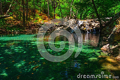 Waterfall near Sapadere. Alanya, Antalya district, Turkey, Asia. Famous tourist destination Stock Photo