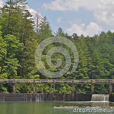 Waterfall at North Carolina lake Stock Photo