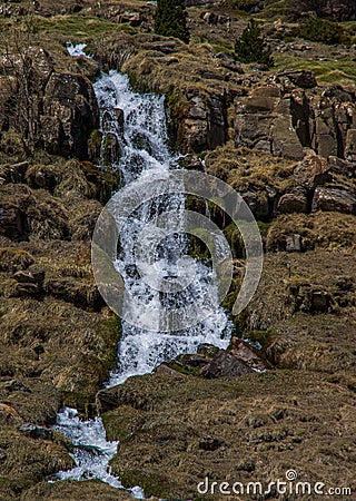 Waterfall in spring. Ordesa Natural Park. Stock Photo