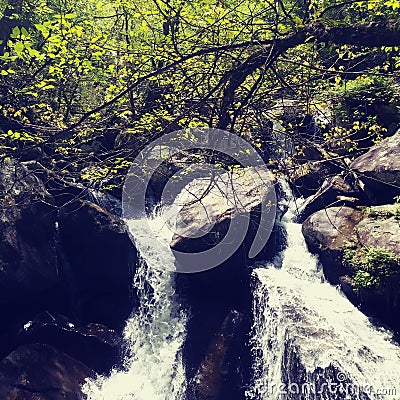 South mountain state park waterfall white water mountain clear water creek rocks Stock Photo