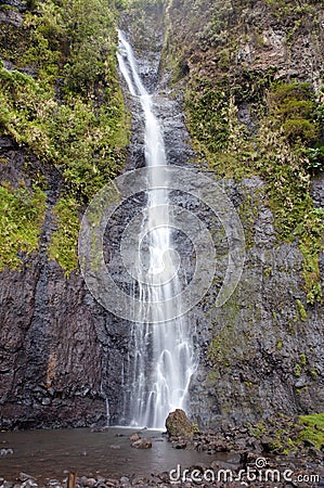 Waterfall. Polynesia. Tahiti Stock Photo