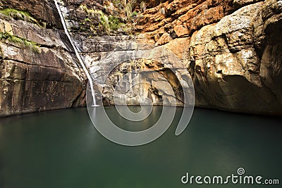 Waterfall and quiet pool of water Stock Photo