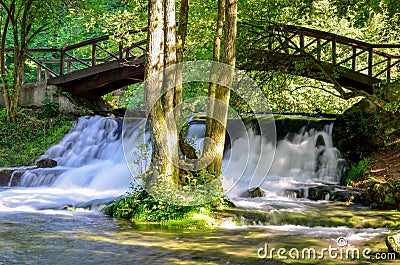 Waterfall of river Bosna near Sarajevo Stock Photo