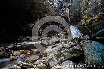 Waterfall and river with long-term facilitation Stock Photo