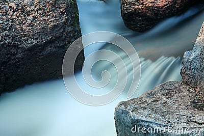 Waterfall on the River Mountain Tikich. Stock Photo