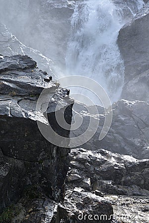 Mountail waterfall. Rocky high mountain setting Stock Photo