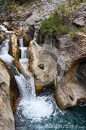 Waterfall in Sapadere Canyon, Antalya, Turkey. Stock Photo