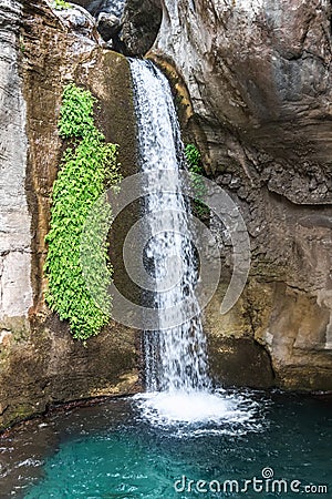 Waterfall in Sapadere Canyon Stock Photo