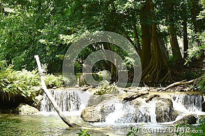 Waterfall in seven little girl national park travel location in Thailand Stock Photo