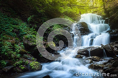 Waterfall Shypit on the Pylypets River, Ukraine Stock Photo