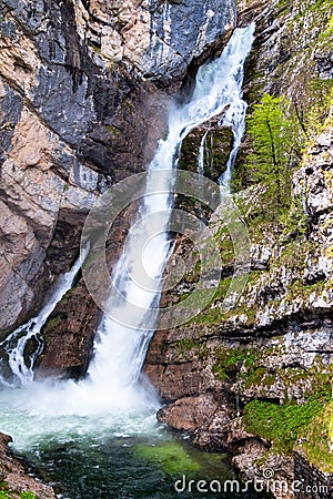 Waterfall Slap Savica, Bohinjsko jezero, Slovenia Stock Photo