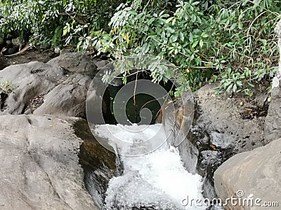 Waterfall small whitish Stock Photo
