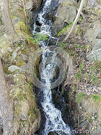 Waterfall. Spring water. Water energy. Stock Photo