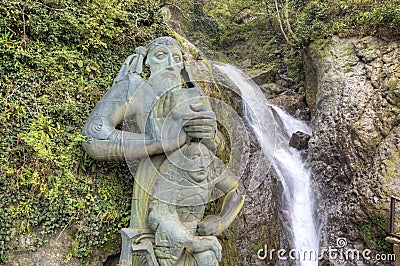 The waterfall of St. Andrew the First-Called. Editorial Stock Photo