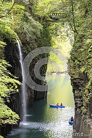 Waterfall in Takachiho gorge in Kyushu Editorial Stock Photo