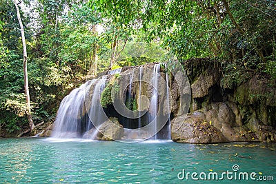 Waterfall in tripical forest of thailand Stock Photo