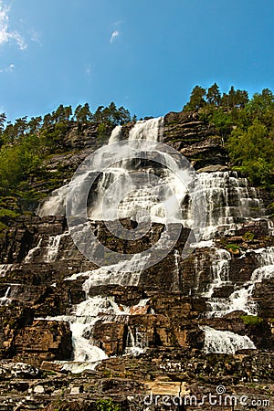 Waterfall Tvindefossen near Voss on the road to Flam Flom in Norway Stock Photo