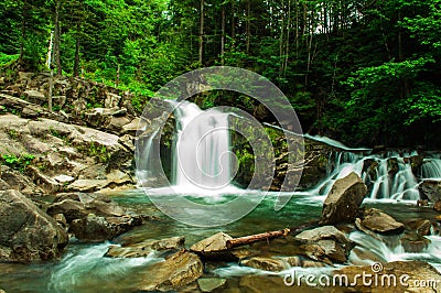 Waterfall in the Ukrainian Carpathians Stock Photo