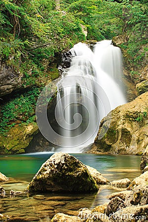 Waterfall, Vintgar Canyon, Slovenia Stock Photo