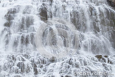 Waterfall Water Texture. Pure water background. Beautiful Nature in Iceland. Powerful Mountain River. Huge Water Stream Stock Photo