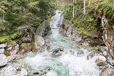 Waterfall in Weisspriachtal in Lungau, Austria Stock Photo