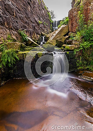 Waterfall at White Coppice Stock Photo