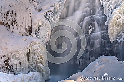 Waterfall winter icicles water snow Stock Photo